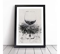 Reflection Of The Wine Glass Watercolour | Framed Wall Art Print | Modern Home Decor Picture | Ready to Hang Artwork for Living Room, Bedroom, Kitchen or Office | Multiple Sizes