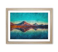 Reflection Upon A Lake In Chile Painting Modern Art Framed Print | A3 Oak Framed Wall Art | Ready to Hang | Modern Landscape Picture | Living Room Bedroom Lounge Office