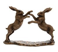 Reflections by The Leonardo Collection Bronze effect boxing fighting Hares ornament H15cm