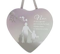 Reflections Mirror Glass Hanging Heart Plaque Gift - Nan A special lady, one size, Purple