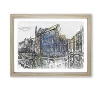 Reflections Of Amsterdam In Abstract Modern Art Framed Wall Art Print, Ready to Hang Picture for Living Room Bedroom Home Office Décor, Oak A3 (46 x 34 cm)