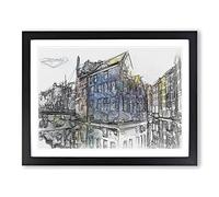 Reflections Of Amsterdam In Abstract Modern Art Framed Wall Art Print, Ready to Hang Picture for Living Room Bedroom Home Office Décor, Black A2 (64 x 46 cm)