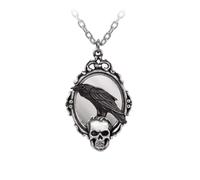 Alchemy Gothic Necklace – Reflections of Poe – Mirror, Skull & Crow Jewellery