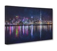 Reflections of the Auckland Skyline Canvas Print for Living Room Bedroom Home Office Décor, Wall Art Picture Ready to Hang, 30 x 20 Inch (76 x 50 cm)