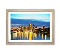 Reflections of The Frankfurt Skyline Framed Print | A2 Oak Framed Wall Art | Ready to Hang | Modern Cityscape Picture | Living Room Bedroom Lounge Office