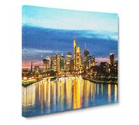 Reflections of the Frankfurt Skyline Modern Canvas Wall Art Print Ready to Hang, Framed Picture for Living Room Bedroom Home Office Décor, 20x20 Inch (50x50 cm)