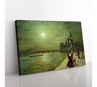 Reflections On The Thames by John Atkinson Grimshaw Canvas Print 30x20 Inch