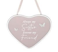 Reflections Pink Glass Heart Hanging Plaque - Sister