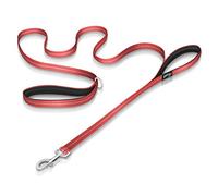 Reflective 180 cm Nylon Dog Lead with Padded Double Handles, Heavy Duty with Thick Neoprene Dual Handles for Control Safety Training Durable Traffic Handle, 2 Handles (SMALL - 1.5 cm Width, RED)