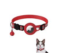 Reflective AirTag Cat Collar with AirTag Holder and Bell, Lightweight Cat Tracker with Breakaway Safety Buckle for Kittens and Puppies (Red)