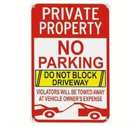 Reflective Aluminum "No Parking" Sign - Private Driveway Warning,Weatherproof for Home & Business 16x12 Inch
