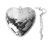 Reflective Ball Decoration,Attractive Heart Shaped Mirror Ball,Glass,Shiny,Handmade,Prevents Deformation for Bar (Silver)