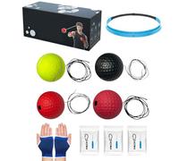 Reflective Ball Headband Set for Boxing, Reflex Ball, Boxing Equipment with Hand Bandages, Head Boxing Reflex Ball to Improve Hand Coordination