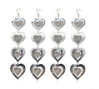 Reflective Bird Scarer Wind Chime 12pcs Metal Garden(heart)
