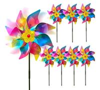 Reflective Bird Scarer Windmill,Repellent Windmills Scare Birds pigeons deterrent,Colorful Rainbow Pinwheel wind spinners for protection of garden crops, fruits, flowers, lawns (8Pcs-B)