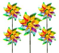 Reflective Bird Scarer Windmill,Repellent Windmills Scare Birds pigeons deterrent,Colorful Rainbow Pinwheel wind spinners for protection of garden crops, fruits, flowers, lawns (5Pcs-C)