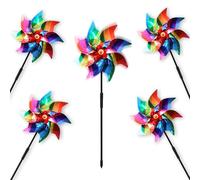 Reflective Bird Scarer Windmill,Windmills Scare Birds Pigeons Deterrent,Colorful Rainbow Pinwheel Wind Spinners for Protection of Garden Crops, Fruits, Flowers, Lawns (5Pcs) (5PCS-A)