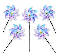 Reflective Bird Scarer Windmill,Windmills Scare Birds Pigeons Deterrent,Colorful Rainbow Pinwheel Wind Spinners for Protection of Garden Crops, Fruits, Flowers, Lawns (5Pcs) (5PCS-C)