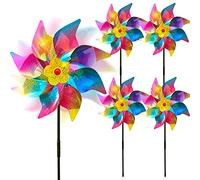 Reflective Bird Scarer Windmill,Windmills Scare Birds pigeons deterrent,Colorful Rainbow Pinwheel wind spinners for protection of garden crops, fruits, flowers, lawns (5Pcs-B)