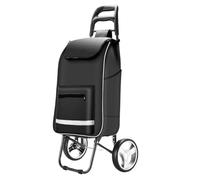 Reflective Black Foldable Grocery Bag Cart, Portable Shopping Trolley with Rubber ls, Lightweight Storage Solution for Easy Shopping and Errands