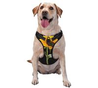 Reflective Bloom Sunflower printed dog harness breathable adjustable pet vest 4 sizes L with quick-release buckles suitable for walks and camping