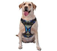 Reflective Blue Butterfly printed dog harness breathable adjustable pet vest 4 sizes M with quick-release buckles suitable for walks and camping