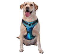 Reflective Bright Aqua Blue printed dog harness breathable adjustable pet vest 4 sizes S with quick-release buckles suitable for walks and camping