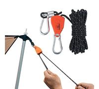 Reflective Camping Rope Tent Guyline Heavy Duty Guide Rope,Tent Guy Ropes With Zinc Alloy Pulley,4mm Reflective Cord Tent Guide Rope With Adjuster For Outdoor Camping Hiking Backpacking Awning Tent