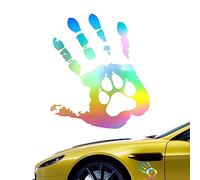 Reflective Car Stickers, Creative Human Hand Waterproof Car Stickers - Multifunctional Hand with Dog Paw Print Decal Decoration for Car