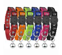 Reflective Cat Collar with Bell, Set of 6, Solid & Safe Collars for Cats, Nylon, Mixed Colors, Pet Collar, Breakaway Cat Collar, Free Replacement (Mixed)