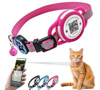 Reflective Cat Collar with QR Code Name Tag, Waterproof Holder for Airtag, Quick Release, Breakaway, Durable, Adjustable, Free Pet Online Profile (Rose Red)