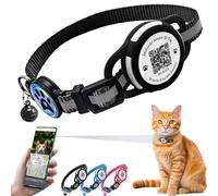 Reflective Airtag Cat Collar, Lightweight Breakaway with Hidden GPS Tracker & QR ID Tag, Safety & Peace of Mind for Cats & Kittens (Black)