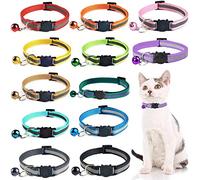 Reflective Cat Collars，12 Pack Adjustable cat collars Kitten collars with Bells and Safety Release，Fit All Domestic Cats and Larger Kittens(12 Color)