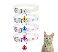 Reflective Cat Collars, 4PCS Adjustable Silicone Kitten Collar Lightweight Small Dog Collar with Bells Anti-Lost at Night Pet Collars, for Cats Kitten Small Pets