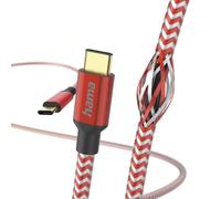 "Reflective" Charging Cable, USB-C - USB-C, 1.5m, Nylon, Red