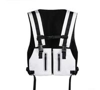 Reflective Cycling Vest for Men - Variable Weighted Chest Pack Vest Polyester Outdoor Sports Fitness Vest for Biking Fishing Hiking 43 X 48 Cm Black/White(White)