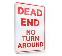 Reflective Dead End Sign, 8x12 Aluminum No Turn Around Driveway Sign, Weather Resistant, Easy Mounting