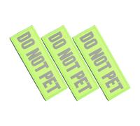 Reflective Do Not PET Dog Harness Patch 3pcs for Service Dogs | Embroidered Lettering, Hook and Loop Backing, Light Green Nylon, Quick Identification for Handlers