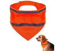 Reflective Dog Bandana Keeps Dog Visible Handmade Dog Accessory Safe from Cars Hunting Accidents for Night Walks Camping Hunting Travel (Orange)