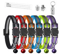 Reflective Dog Collar, 6 Pcs Adjustable Pet Collars And 2 Pcs Pet Identification Tag, Cat Dog Collar, Nylon Pet Collar with Bell, Safe Quick Release Pet Collar for Puppies and Cats