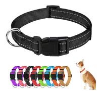 Reflective Dog Collar Adjustable Classic Pet Collar with Quick Release Buckle Soft Neoprene Padded Breathable Nylon Pet Collar for Medium Dogs (Black)