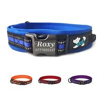 Reflective Dog Collar Personalised Dog Collars Custom Nylon Collars Adjustable Pet Collars with Name & Phone Number for Pets Cat Puppy Dogs(Blue,M)