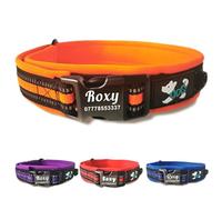 Reflective Dog Collar Personalised Dog Collars Custom Nylon Collars Adjustable Pet Collars with Name & Phone Number for Pets Cat Puppy Dogs(Orange,M)