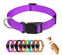 Reflective Dog Collar Soft Nylon Neoprene Padded Breathable Pet Collar with Safety Buckle Adjustable Pet Collars for Medium Dogs (Purple)