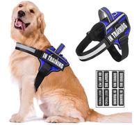 Reflective Dog Harness, Anti-Slip No Pull Dog Vest Harness with 8Pcs Dog Patches, Adjustable In Training Service Pet Harness for All Breeds, 3 Ring No-Choke Pet Oxford Vest for Small Medium Large Dogs