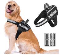 Reflective Dog Harness, Anti-Slip No Pull Dog Vest Harness with 8Pcs Dog Patches, Adjustable In Training Service Pet Harness for All Breeds, 3 Ring No-Choke Pet Oxford Vest for Small Medium Large Dogs