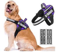 Reflective Dog Harness, Anti-Slip No Pull Dog Vest Harness with 8Pcs Dog Patches, Adjustable In Training Service Pet Harness for All Breeds, 3 Ring No-Choke Pet Oxford Vest for Small Medium Large Dogs