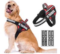 Reflective Dog Harness, Anti-Slip No Pull Dog Vest Harness with 8Pcs Dog Patches, Adjustable In Training Service Pet Harness for All Breeds, 3 Ring No-Choke Pet Oxford Vest for Small Medium Large Dogs