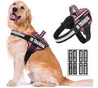 Reflective Dog Harness, Anti-Slip No Pull Dog Vest Harness with 8Pcs Dog Patches, Adjustable In Training Service Pet Harness for All Breeds, 3 Ring No-Choke Pet Oxford Vest for Small Medium Large Dogs