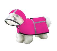 Reflective Dog Raincoat with Leash Hole,Adjustable Pet Rain Poncho with Clear Hooded for Small Medium Large Dogs_L(Pink)